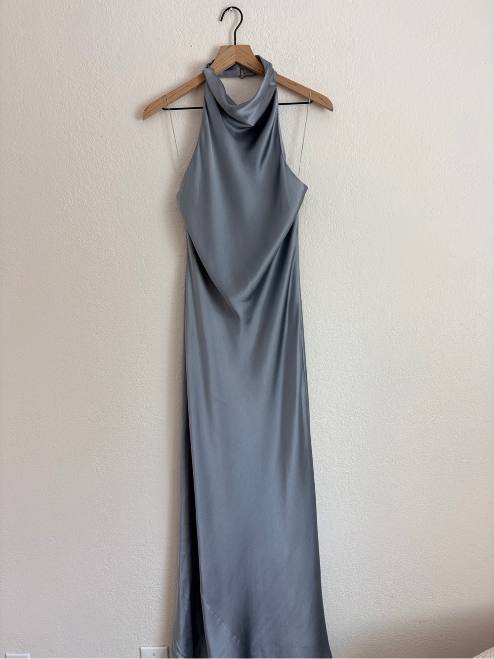 NWT Anine Bing Eliana Silk Halterneck Dress in Pastel Blue - Picture 15 of 16
